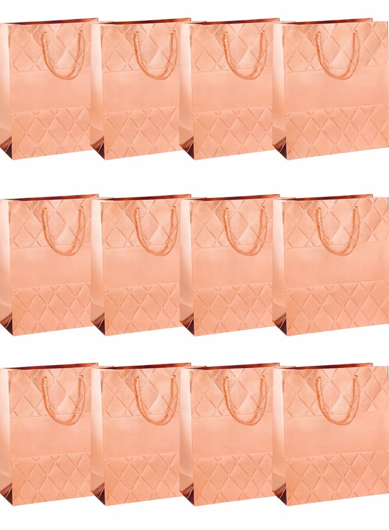 Toshionics 12PCS Luxury Metallic Gift Bags – Premium Quilted Diamond Embossed Paper Bags with Smooth Center Band, Shiny Rope Handles & Wide Gusset | 30×12×40CM | MI-80254 - Image 1