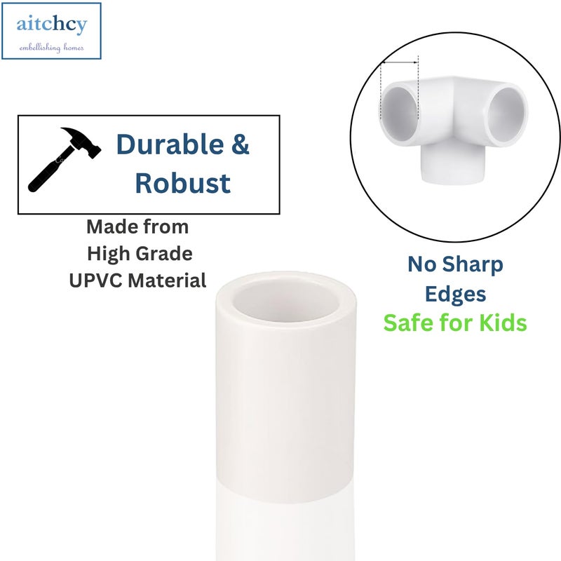 aitchcy PVC socket with Inner Diameter of 25mm | 25 mm PVC Pipe Jointer | uPVC socket for Connecting two pipes of 25 mm | DIY Projects Furnitures & Structures | Coupler (8pc of 25mm Sockets Only) - Image 5