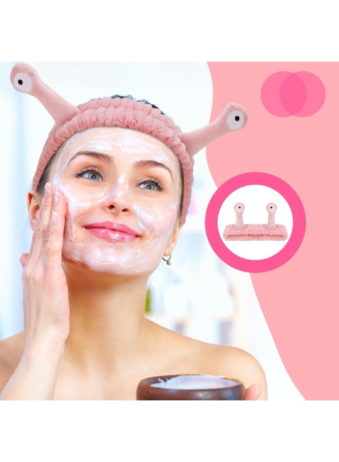 4 Packs Snail Headbands for Washing Face, Coral Fleece Elastic Spa Makeup Hair Bands - Image 4