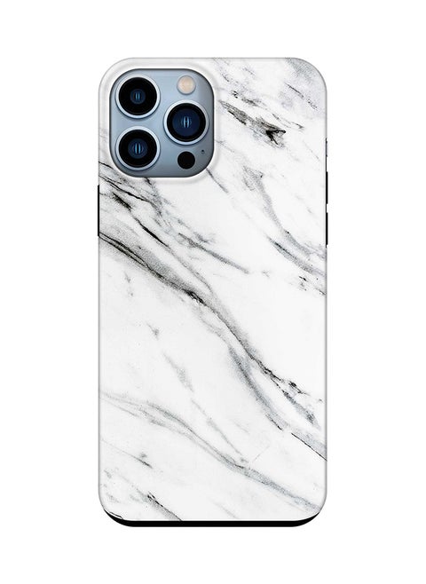 Tough Pro Case for iPhone 15 Pro Max Dual Layer Hybrid PC TPU Customized Mobile Cover Matte Finish Phone Case - Marble Print Grey White