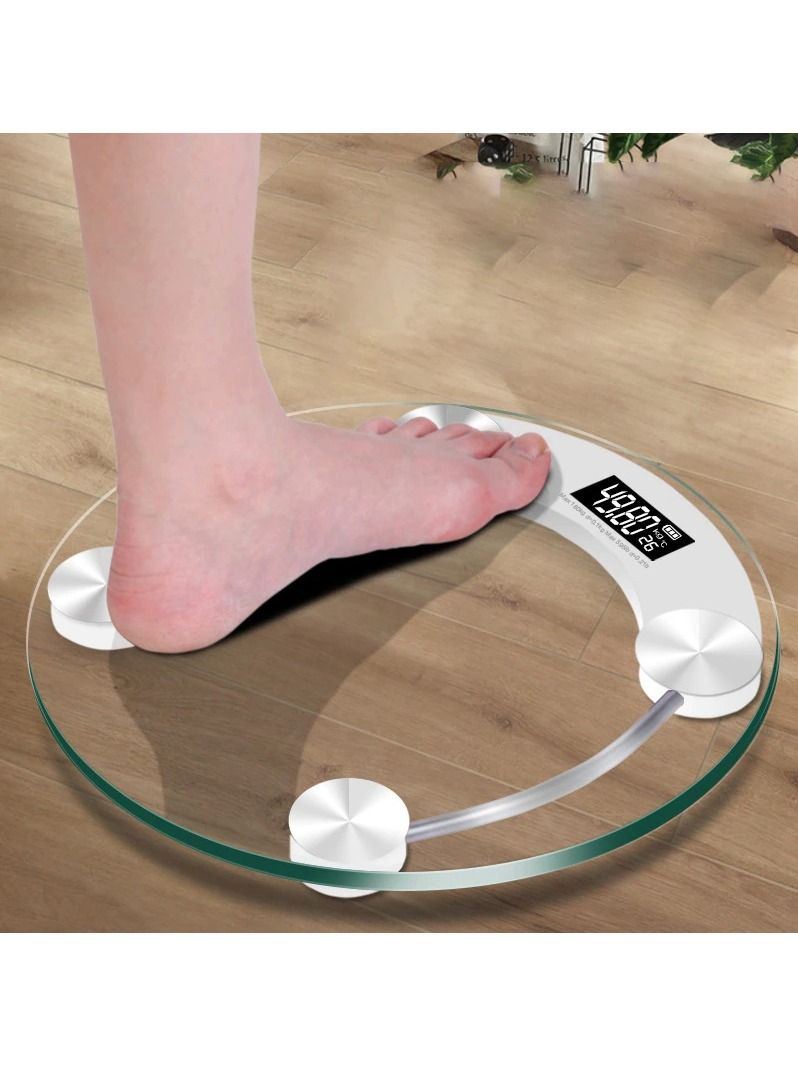 DubaiGallery Digital LCD Electronic Glass Body Weight Scale Health Bathroom Round - Image 2