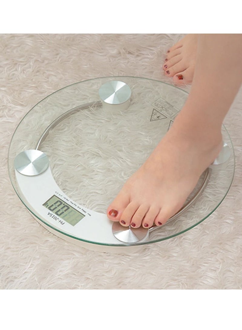 DubaiGallery Digital LCD Electronic Glass Body Weight Scale Health Bathroom Round - Image 3