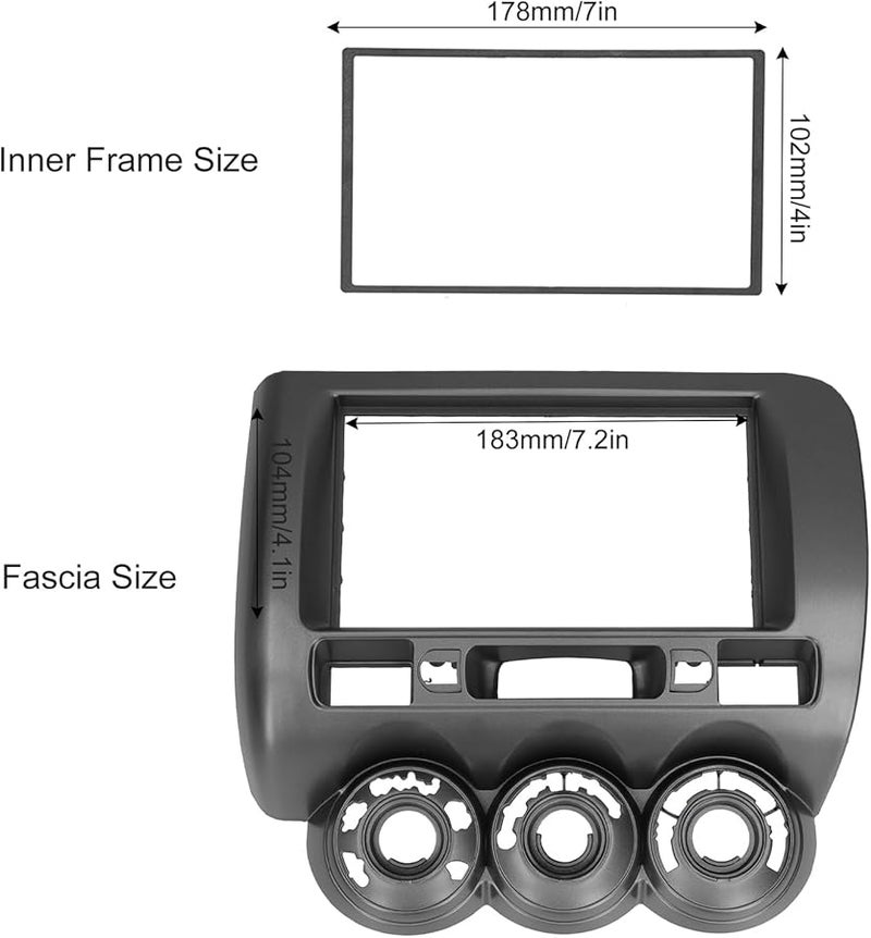 ABS 2Din Stereo Radio Fascia Frame Dashboard Trim For Honda Jazz 02 08 RHD Manual AC - Image 3