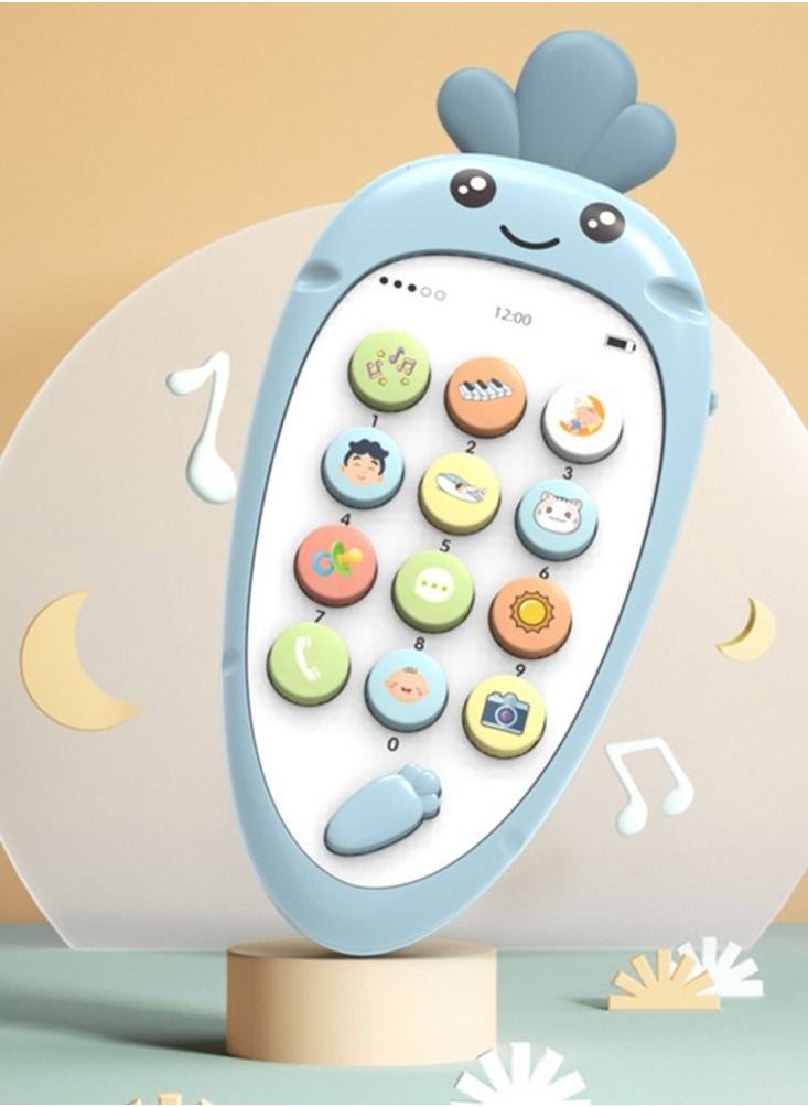 Interactive educational smartphone for children with lights and music effects, in the shape of a carrot, suitable for boys and girls  - Image 1