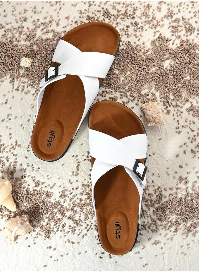 ستايلي Cross Band Platform Sole Sandals