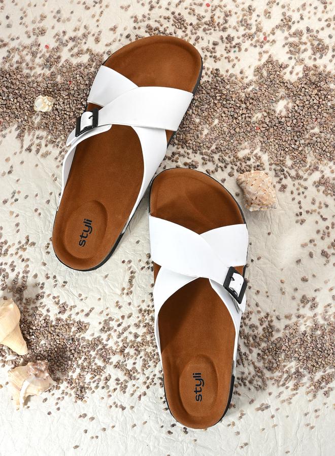 Styli Cross Band Platform Sole Sandals - Image 1