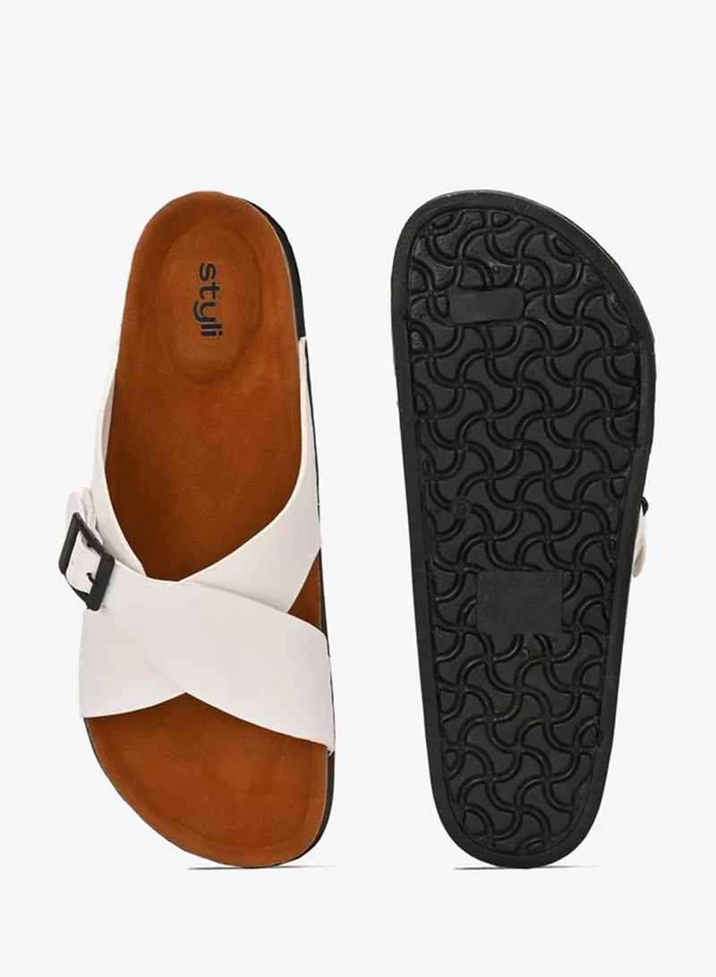 Styli Styli Cross Band Platform Sole Sandals