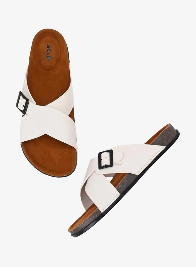 Styli Styli Cross Band Platform Sole Sandals