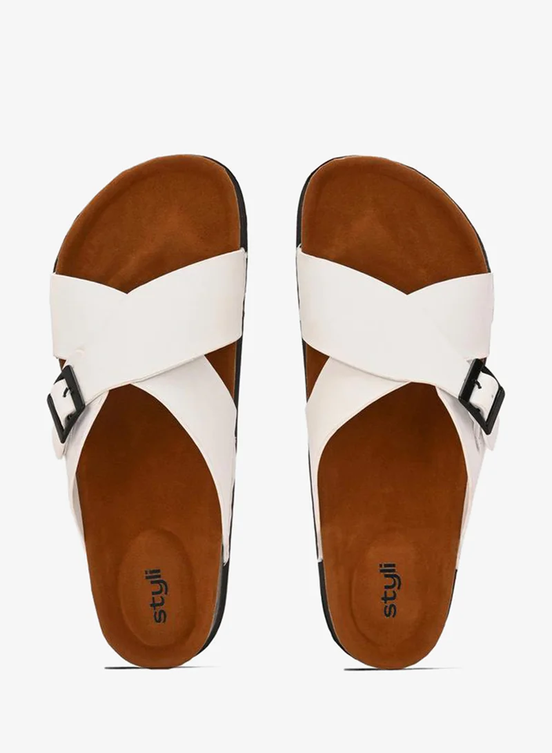 Styli Styli Cross Band Platform Sole Sandals