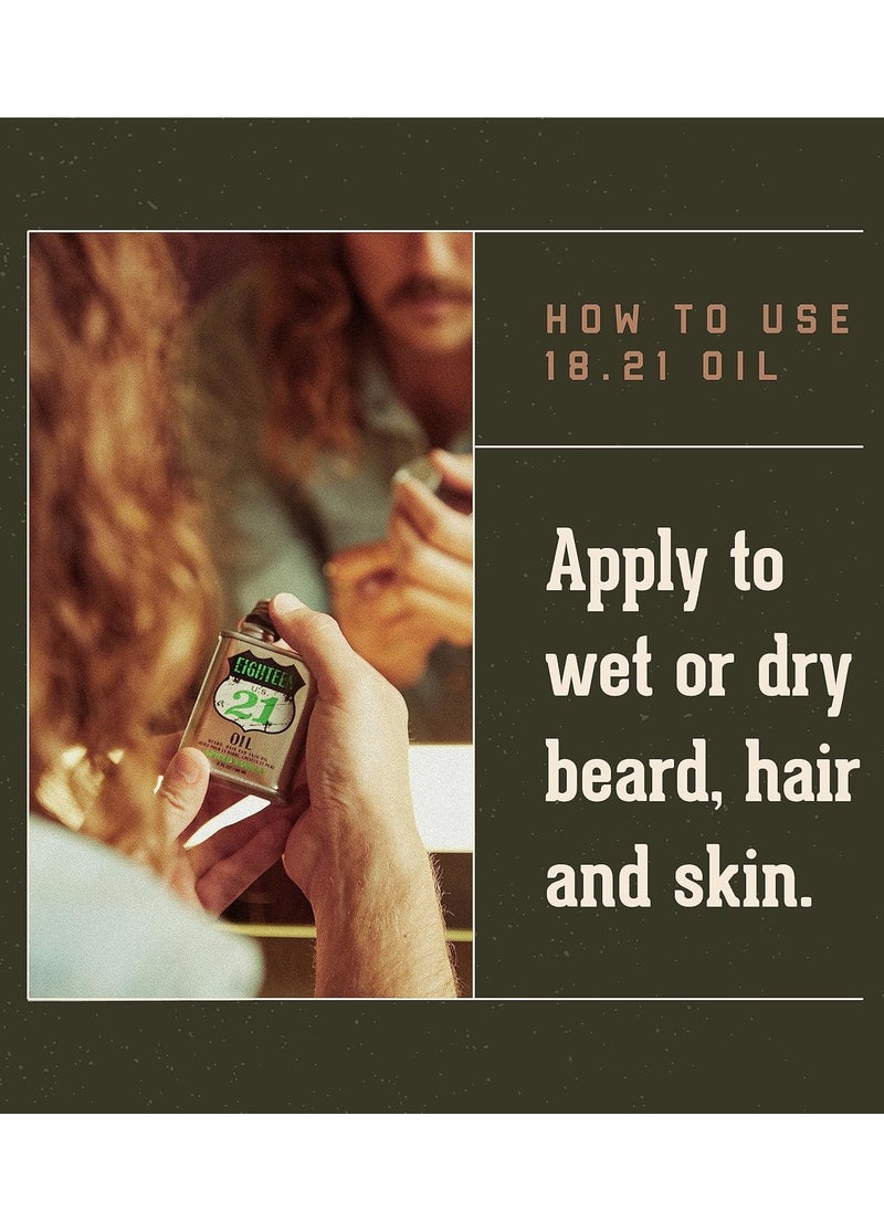 18.21 Man Made - 18.21 Man Made Hair, Skin & Beard Oil for Men, 4 Scents - Non-Greasy, Conditioning Balm with Castor Seed, Jojoba, and Argan Oils - Premium Tattoo and Mustache Care Products - Image 1