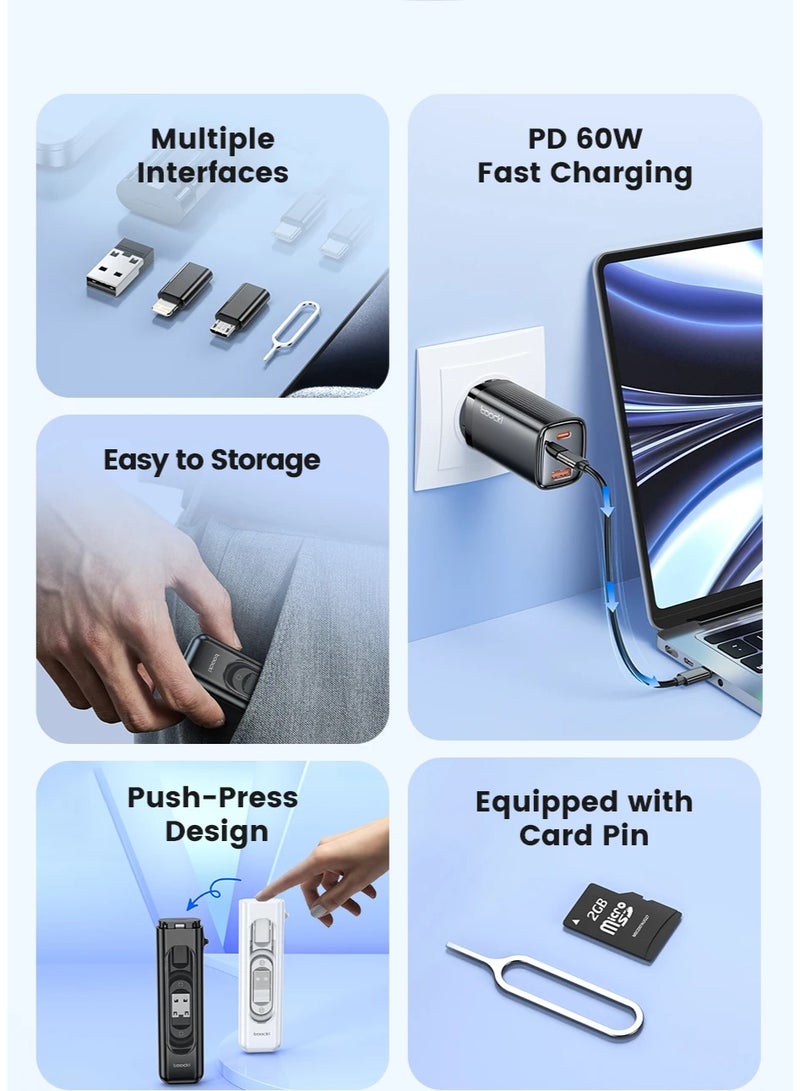 كابل PD60W USB C إلى Type C لهاتف iPhone 15 Pro Max 5 في 1 مجموعة حافظة شحن كابل محول USB لهاتف Samsung S23 Xiaomi - Image 2