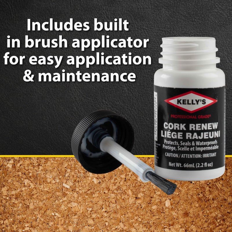 Fiebing's مُجدد الفلين من كيلي (2.2 أونصة سائلة) - مقاوم للماء ويحمي أسطح الفلين مع فرشاة تطبيق - تركيبة مائية تجف بشكل شفاف، تمنع الجفاف والتفكك في الصنادل، الأحذية، قضبان الصيد، الأكواب - Image 4