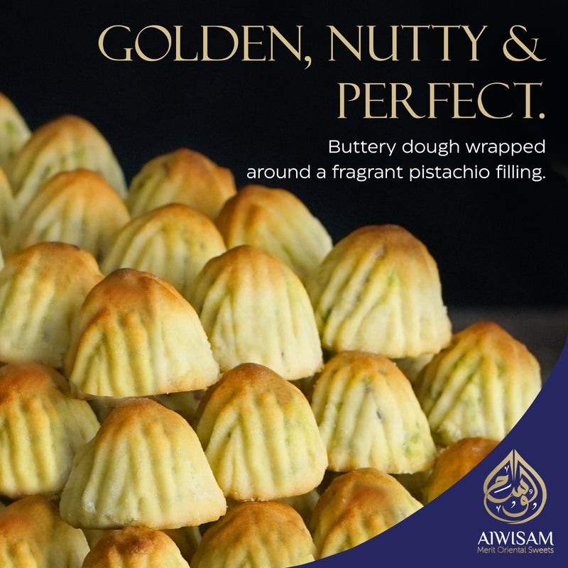 Al Wissam Maamoul Pistachio 400g – Premium Arabic Cookies with Pistachio Filling – Traditional Middle Eastern Sweets – Eid Gift Box – Maamoul and Baklava Assortment - Image 3