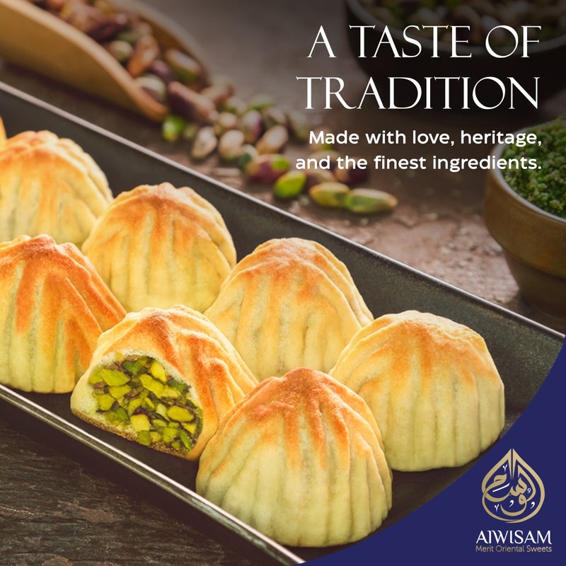 Al Wissam Maamoul Pistachio 400g – Premium Arabic Cookies with Pistachio Filling – Traditional Middle Eastern Sweets – Eid Gift Box – Maamoul and Baklava Assortment - Image 5