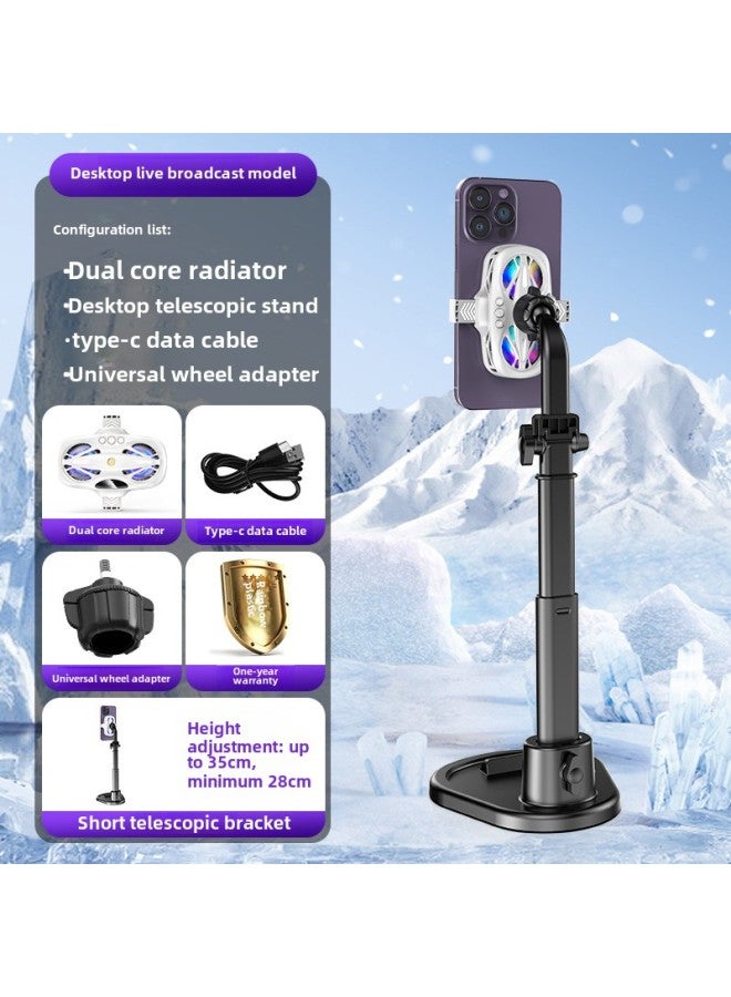 Loquat 2024 Live Broadcast Auxiliary Three Windshield Switchable Dual-core Dual-fan Semiconductor Refrigeration Mobile Phone Radiator-Color:K12 White + T13-2 Black  - Image 1
