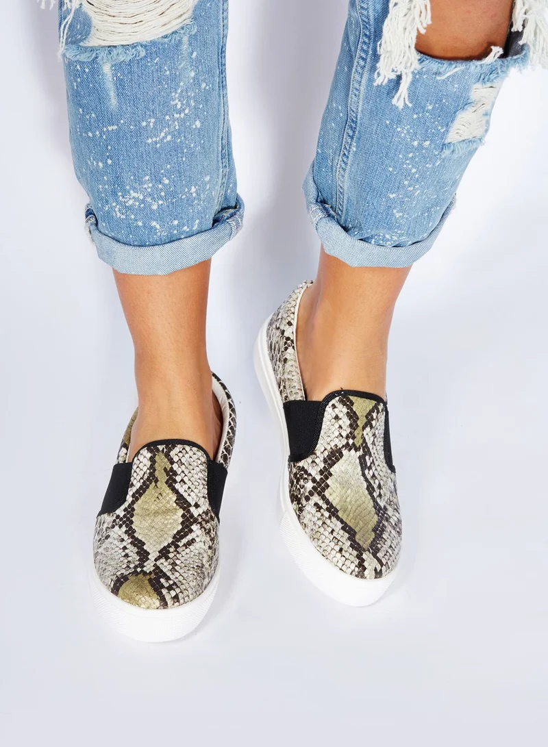TOPSHOP Snake Print Slip Ons
