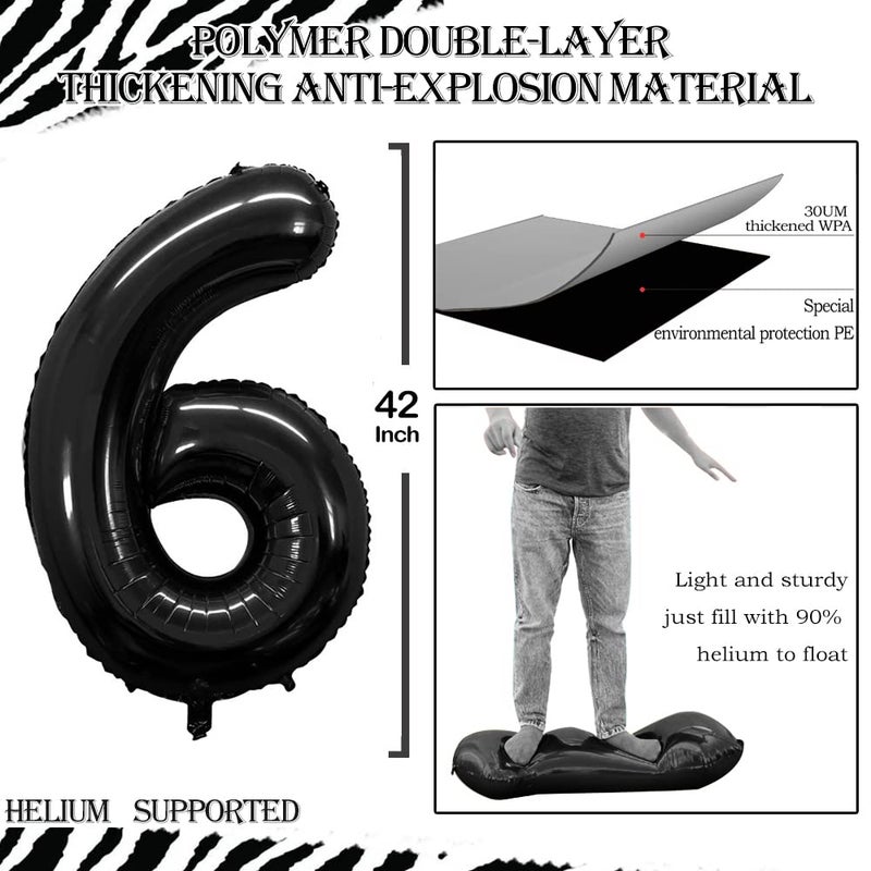 GOER Number 16 Balloons for 16th Birthday Sweet 16 Party Decorations,42 Inch Jumbo Foil Helium 61 Balloons for 61st Birthday Party Decoration (Black) - Image 2