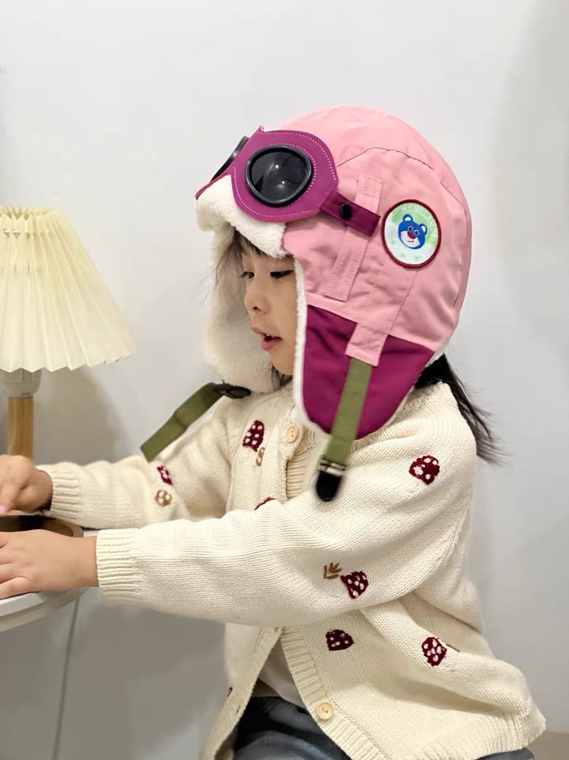 general Children's stylish pilot hat, medium to large kids' hat, windproof, autumn and winter with fleece lining, warm and cold-protective, ear-flap design - Image 2