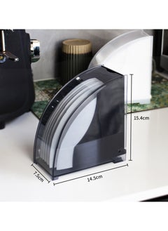 Bamboo Coffee Filter Paper Holder V60 Size 02, Filter Paper Container Stand Capacity of 200 PCS With Dust-Proof Cover Black  - Image 2