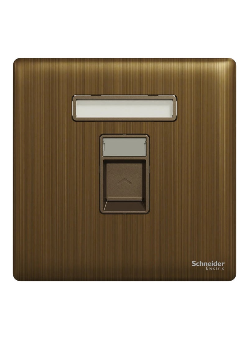 Schneider Electric Central plate, Unica, for RJ45, 1 gang, with shutter, antique brass - NUX31RJ_AB - Image 1
