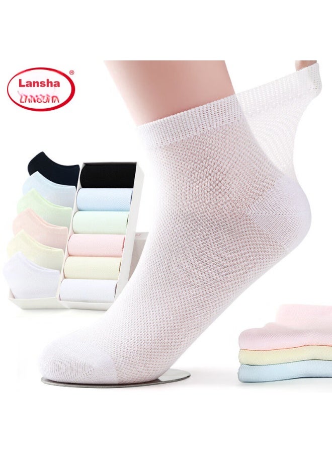 LANG SHA Langsha Women's Socks, Spring And Summer Mesh Ultra-thin Breathable Cotton Socks, Mid-calf Socks For Women, Sweat-absorbing Socks - Image 1