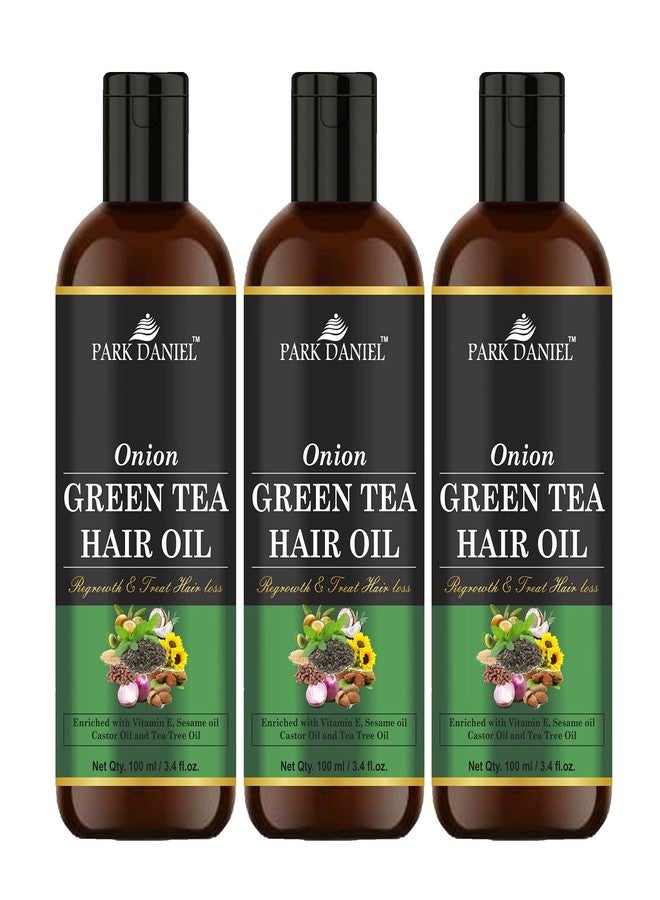 Park Daniel Premium Onion Green Tea Hair Oil Enriched With Vitamin E -For Hair Fall Control Combo Pack 3 Bottle of 100 ml(300 ml) - Image 2