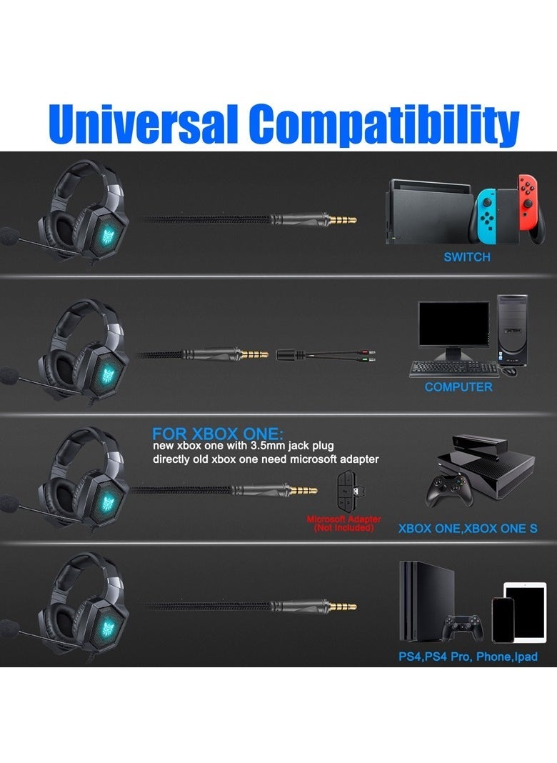 ONIKUMA K8 Stereo Gaming Headset with Mic and Controls for PC, PS4, Xbox and Mobiles (Black) - Image 2