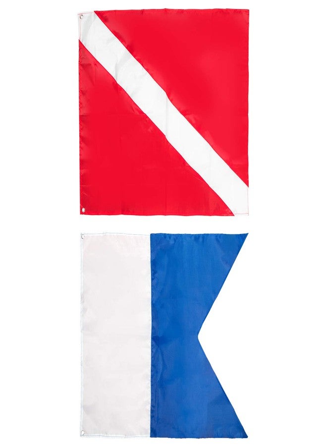 Dawitrly Safety Dive Flags, 2Pieces Polyester Diver Down Flag + International Signal Alpha Flag 20x24inches Use on Float, Buoy, Boat for Snorkeling/Diving/Spearfishing/Scuba - Image 1