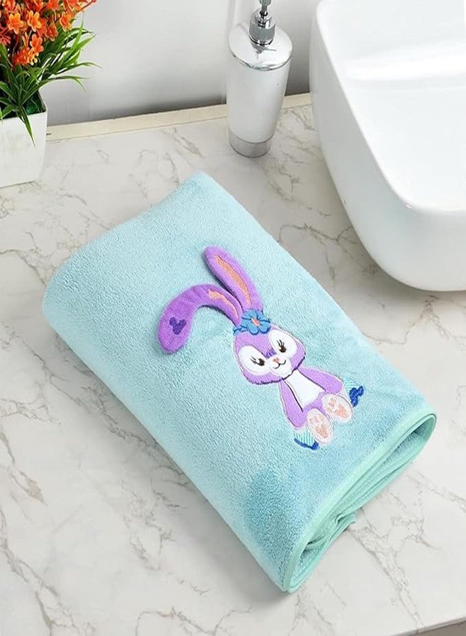 Outlay Home Microfiber Kids Bath Towel – Ultra Soft & Quick Dry, Super Absorbent Baby Towels for Boys & Girls | Cute Cartoon Design for Newborn & Toddler | 70x140 cm (Pack of 2, Green+Blue) - Image 2