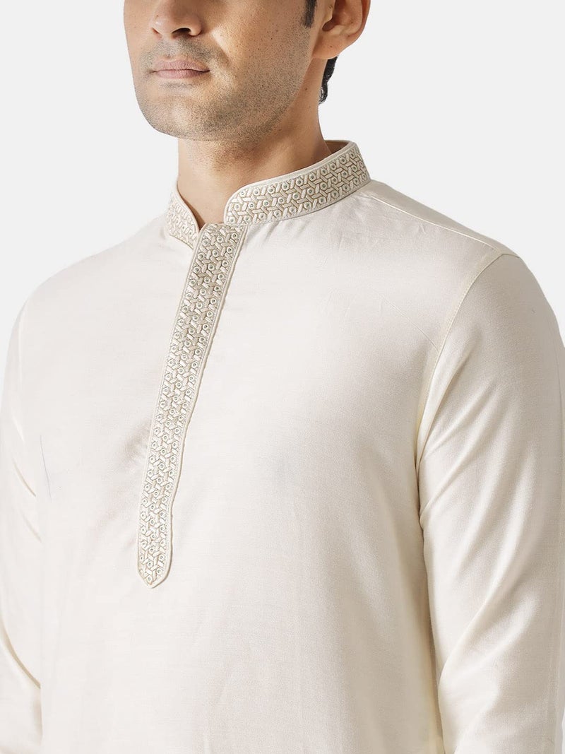 KISAH Kurta for Men – Solid Cotton Kurta | Ethnic & Casual Wear for Festivals, Parties & Office Cream - Image 4
