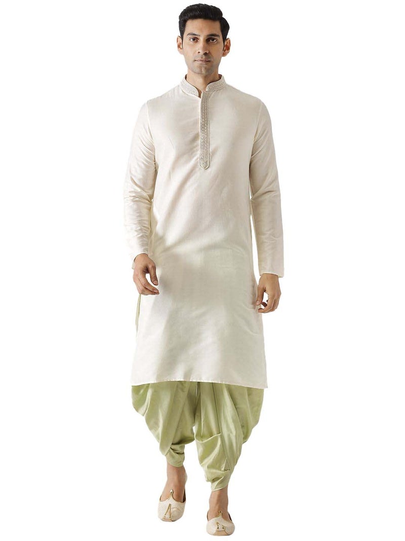 KISAH Kurta for Men – Solid Cotton Kurta | Ethnic & Casual Wear for Festivals, Parties & Office Cream - Image 1