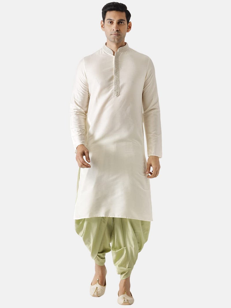 KISAH Kurta for Men – Solid Cotton Kurta | Ethnic & Casual Wear for Festivals, Parties & Office Cream - Image 3