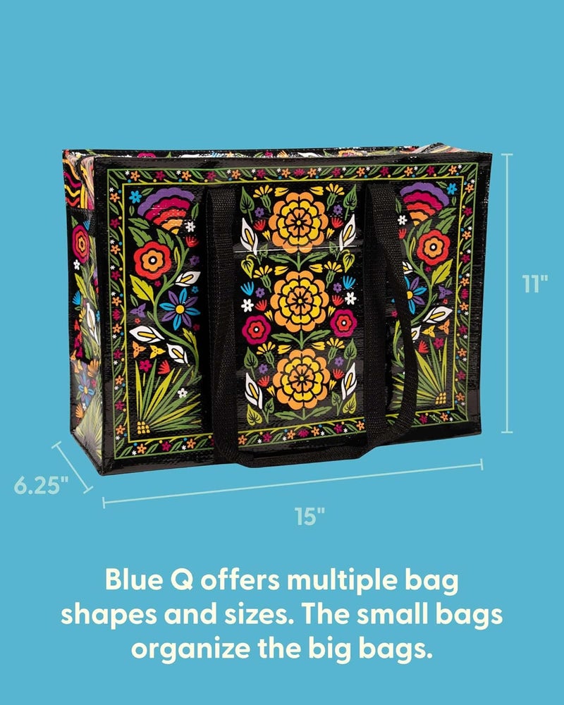 Blue Q Reusable Shoulder Tote Bag – Carry Everywhere Bag with a Hefty Zipper, Durable, Fun Design, 95% Recycled Material - Image 2