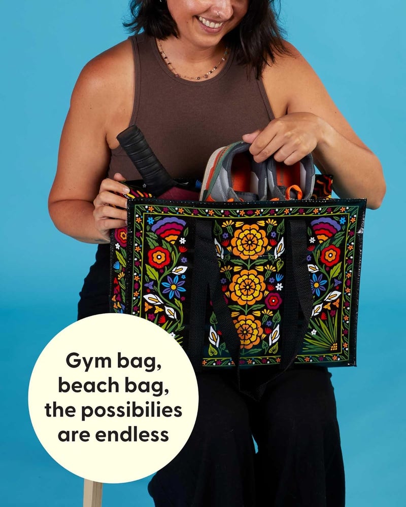 Blue Q Reusable Shoulder Tote Bag – Carry Everywhere Bag with a Hefty Zipper, Durable, Fun Design, 95% Recycled Material - Image 5