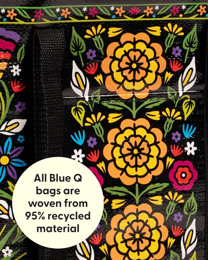 Blue Q Reusable Shoulder Tote Bag – Carry Everywhere Bag with a Hefty Zipper, Durable, Fun Design, 95% Recycled Material - Image 3