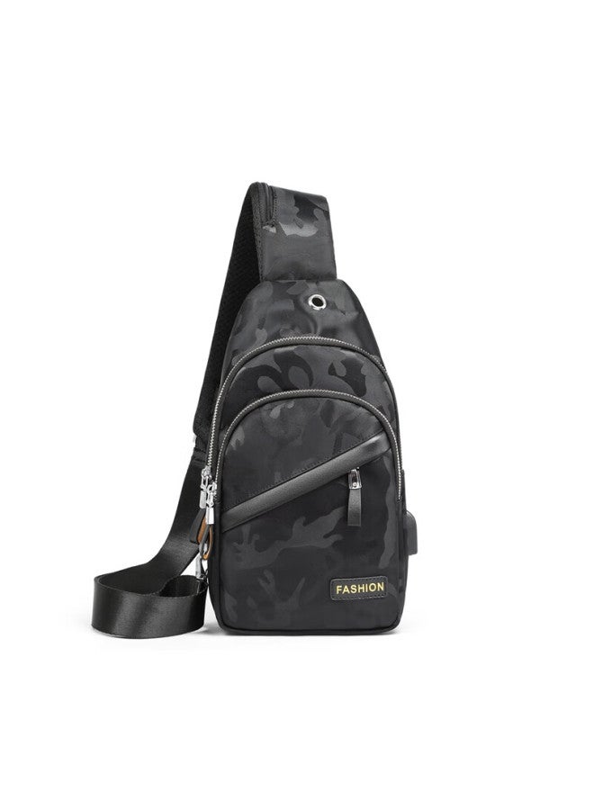 Viney Men's Crossbody Bag, Chest Bag, Sports Phone Bag, Waist Pack, Cycling Satchel, Shoulder Bag, Trendy Handbag, Small Backpack, Casual Bag, Multifunctional Large Capacity, Trendy Lightweight Commuter Bag, Simple Light Luxury Business Camouflage Black - Image 3