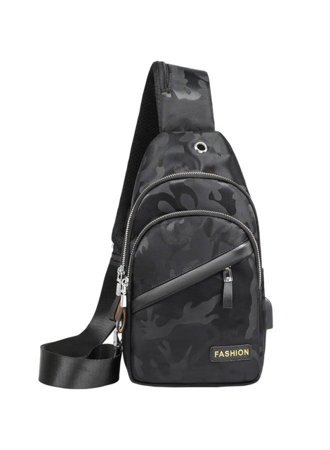Viney Men's Crossbody Bag, Chest Bag, Sports Phone Bag, Waist Pack, Cycling Satchel, Shoulder Bag, Trendy Handbag, Small Backpack, Casual Bag, Multifunctional Large Capacity, Trendy Lightweight Commuter Bag, Simple Light Luxury Business Camouflage Black - Image 1