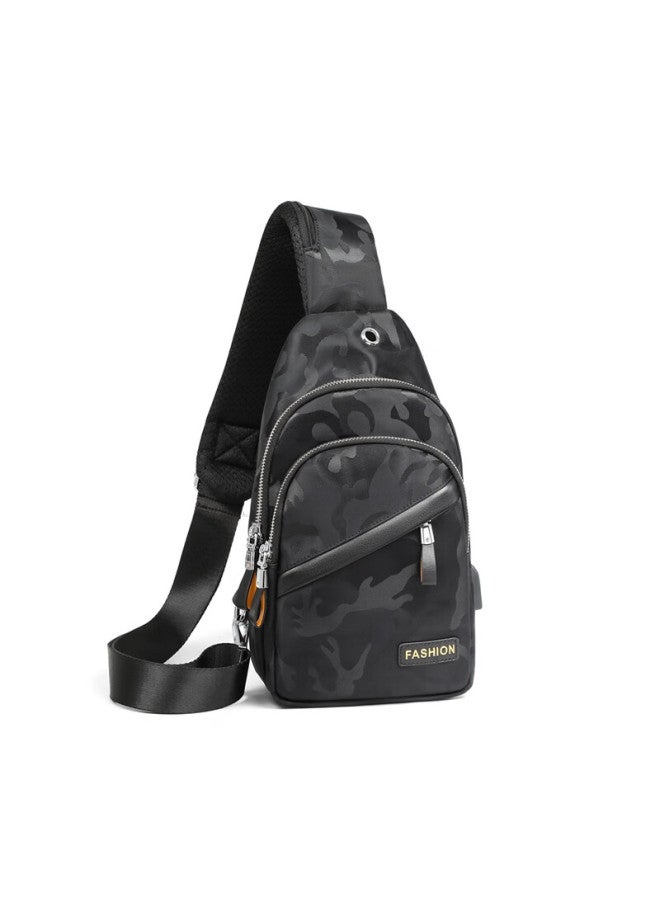 Viney Men's Crossbody Bag, Chest Bag, Sports Phone Bag, Waist Pack, Cycling Satchel, Shoulder Bag, Trendy Handbag, Small Backpack, Casual Bag, Multifunctional Large Capacity, Trendy Lightweight Commuter Bag, Simple Light Luxury Business Camouflage Black - Image 2