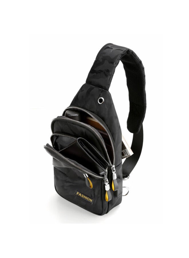 Viney Men's Crossbody Bag, Chest Bag, Sports Phone Bag, Waist Pack, Cycling Satchel, Shoulder Bag, Trendy Handbag, Small Backpack, Casual Bag, Multifunctional Large Capacity, Trendy Lightweight Commuter Bag, Simple Light Luxury Business Camouflage Black - Image 5