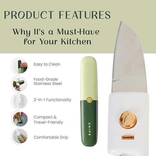 TRUESOLE 2 in 1 Peeler Knife Set – Stainless Steel Foldable Travel Knife with Peeler, Compact & Lightweight, Portable Kitchen Tool for Fruits & Vegetables, Pocket Knife with Case Cover (Green) - Image 5