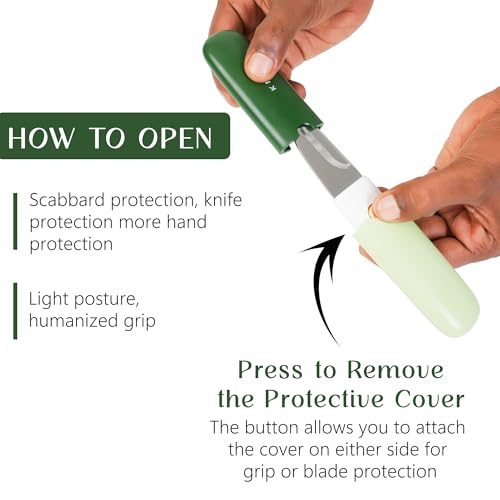 TRUESOLE 2 in 1 Peeler Knife Set – Stainless Steel Foldable Travel Knife with Peeler, Compact & Lightweight, Portable Kitchen Tool for Fruits & Vegetables, Pocket Knife with Case Cover (Green) - Image 4