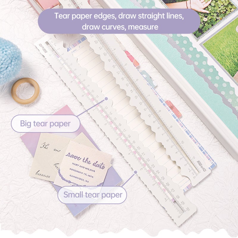 KW-trio Metal Paper Tearing Ruler Craft Ruler for 30cm/11in Measurement Drawing Cutting Deckle Paper Decorative DIY Project in Irregular Edges for Scrapbooking Engineering Architect School Office - Image 2