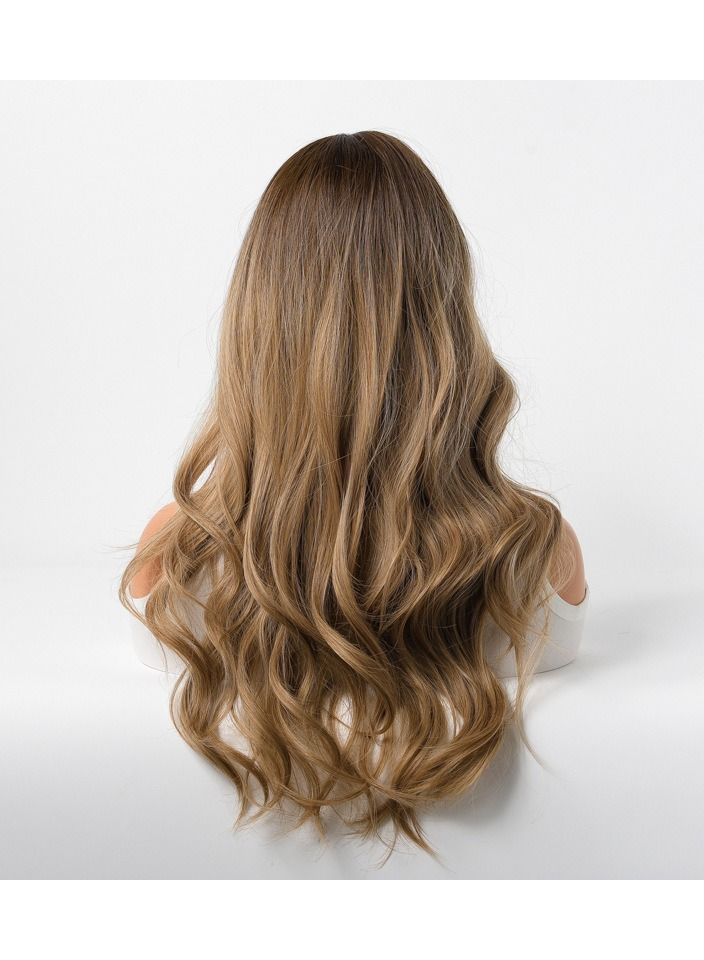 Estelle Wig Female Long Curly Hair Big Wave Medium Long Full Headgear Dark Brown - Image 4