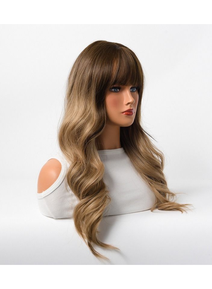 Estelle Wig Female Long Curly Hair Big Wave Medium Long Full Headgear Dark Brown - Image 2