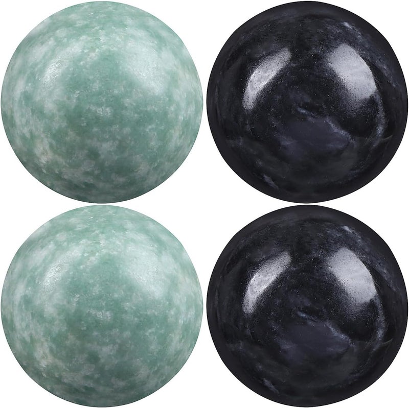 Healifty Baoding Balls Pack of 414 inch Chinese Balls for Hand No Chime Chinese Health Exercise Massage Balls GreenBlack - Image 1