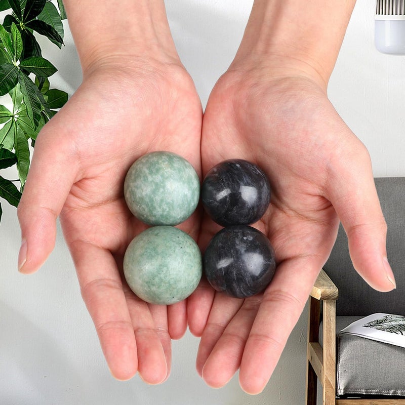 Healifty Baoding Balls Pack of 414 inch Chinese Balls for Hand No Chime Chinese Health Exercise Massage Balls GreenBlack - Image 2