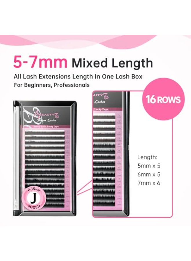 Beauty7 Mixed Volume Under Bottom Lower Individual False Eyelash Extension Tray Matte Synthetic Mink Lash 015 Thickness J Curl - Image 4