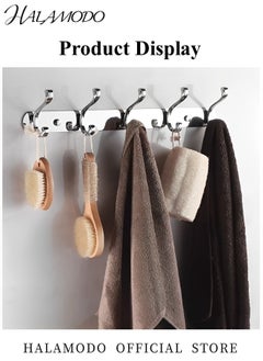 HALAMODO Wall Mounted Coat Rack with 5 Hooks Rectangular Wall Mounted Modern Coat Rack for Jacket & Coat & Hat in Mudroom Entryway  - Image 5