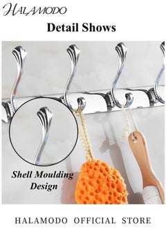 HALAMODO Wall Mounted Coat Rack with 5 Hooks Rectangular Wall Mounted Modern Coat Rack for Jacket & Coat & Hat in Mudroom Entryway  - Image 2