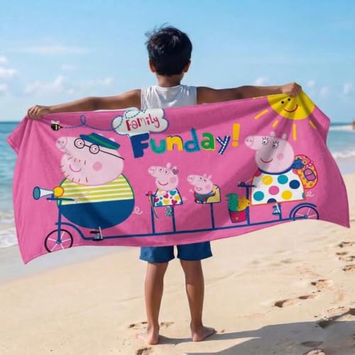 Athom Trendz Athom Living Peppa Pig (Pink) Kids Cotton Bath Towel – Soft, Super Absorbent, Vibrant Design, Perfect for Girls, Quick-Dry, Comfortable & Fun Bath Time Towel |350GSM, 60x120cm - Image 3